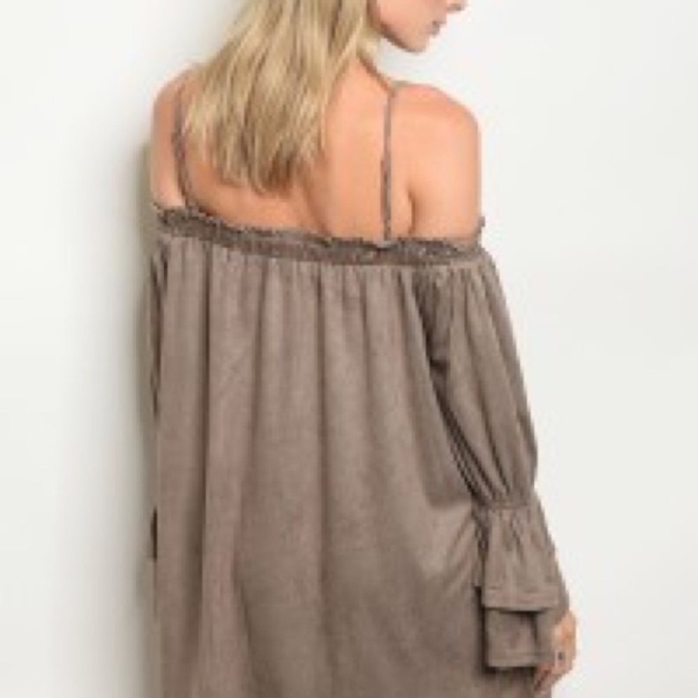 Mocha Sueded Pom-Pom Dress